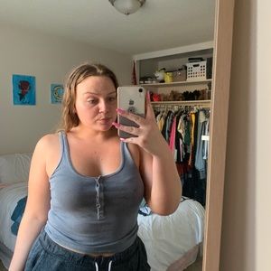 Grey ribbed tank top